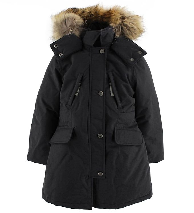 Ver de Terre Dunfrakke m. Pels - Sort