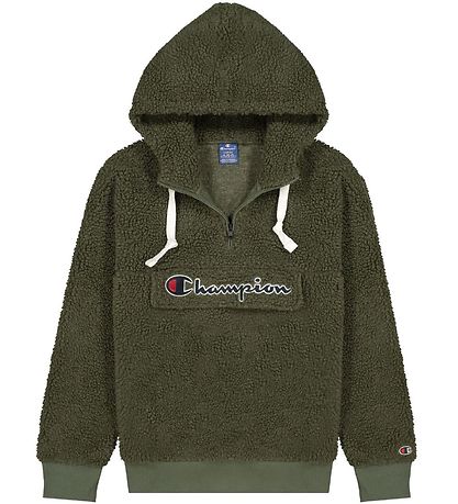 Champion Fashion Hættetrøje - Plys - Half Zip-Up - Grøn