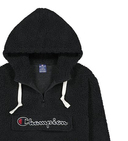 Champion Fashion Hættetrøje - Plys - Half Zip-Up - Sort