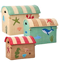 Rice Opbevaringshus - 3-pak - Natur - Ocean Theme