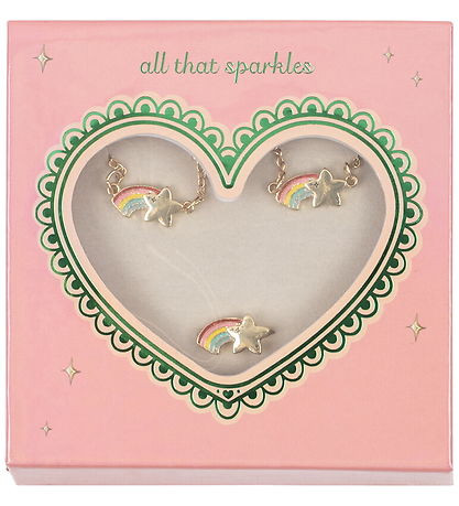 Konges Sløjd Smykkesæt - Armbånd/Halskæde/Ring - Gold/Rainbow