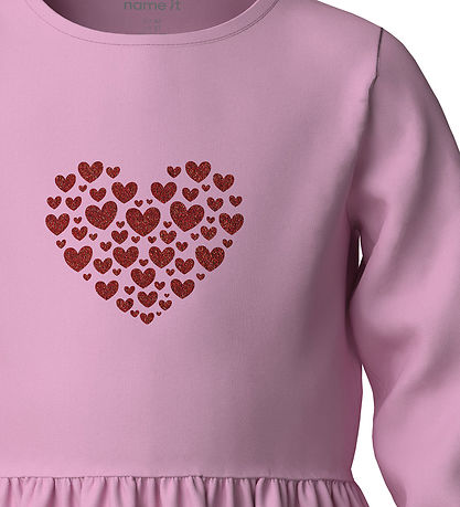 Name It Kjole - NmfViparty - Full Blooming Pink/Heart