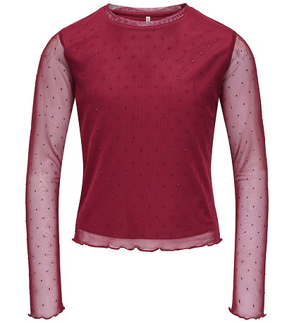 Kids Only Bluse - Mesh - KogJada - Rumba Red/DTM Rhinestones