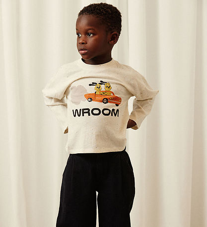 Mini Rodini Bluse - Racing Rabbits - Off-White
