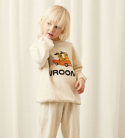 Mini Rodini Bluse - Racing Rabbits - Off-White