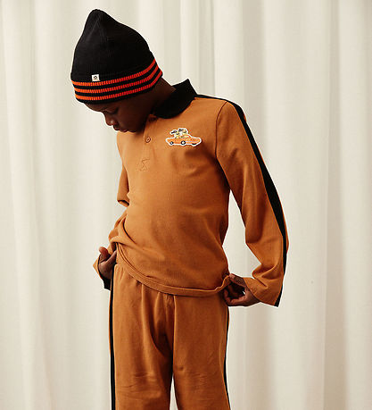 Mini Rodini Polobluse - Racing Rabbits - Brun