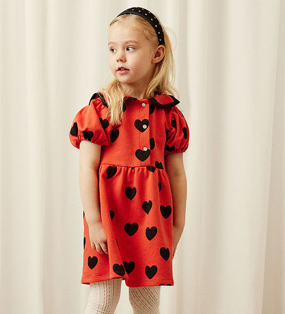 Mini Rodini Kjole - Sweat - Hearts AOP - Rød