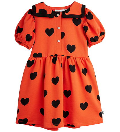 Mini Rodini Kjole - Sweat - Hearts AOP - Rød