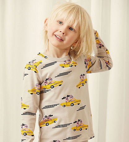 Mini Rodini Bluse - Racing Rabbits AOP - Grå