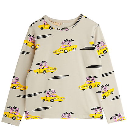 Mini Rodini Bluse - Racing Rabbits AOP - Grå