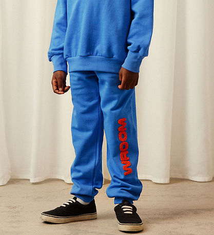 Mini Rodini Sweatpants - Wroom Chenille - Blå