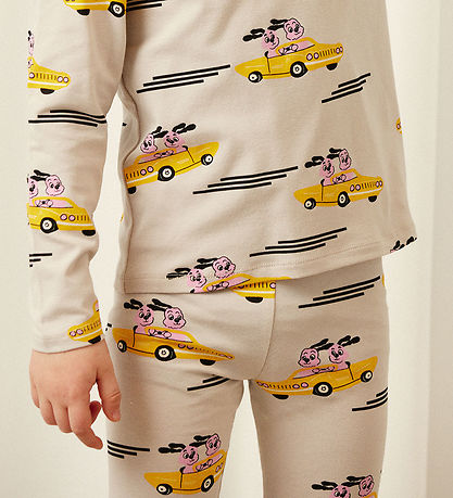Mini Rodini Leggings - Racing Rabbits AOP - Grå