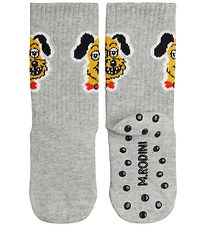 Mini Rodini Strømper - Dog - Anti-Slip - Grey Melange