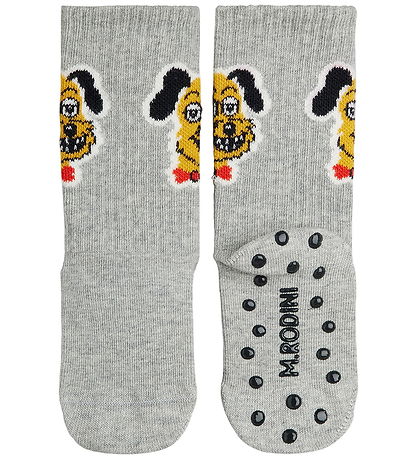 Mini Rodini Strømper - Dog - Anti-Slip - Grey Melange