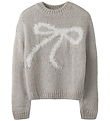 LMTD Bluse - Strik - NlfBowsta - Light Grey Melange/White Bow