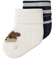 Name It Socks - 2-Pack - NbmRogggis - Terrycloth - Birch/Navy Bl