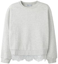 Name It Sweatshirt - NkfRolinea - Light Grey Melange m. Blondeka