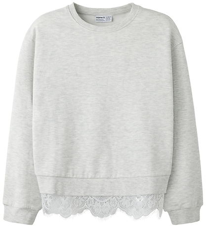 Name It Sweatshirt - NkfRolinea - Light Grey Melange m. Blondeka