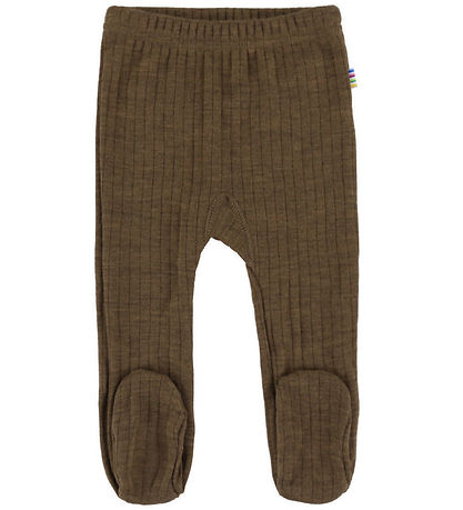 Joha Leggings m. Fødder - Uld - Rib - Brun