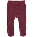 Joha Leggings m. Fødder - Uld - Rib - Wine Melan