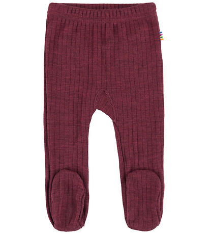Joha Leggings m. Fødder - Uld - Rib - Wine Melan