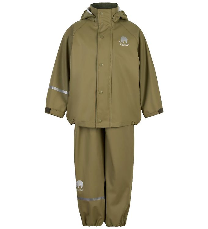 CeLaVi Regntøj m. Seler - PU - Khaki