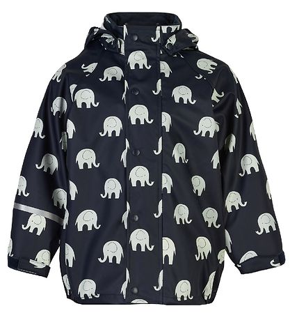 CeLaVi Regntøj - PU - Dark Navy m. Elefanter