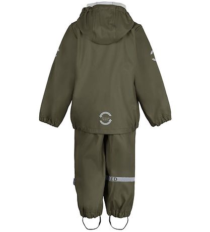 Mikk-Line Regntøj m. Seler - PU - Recycled - Dusty Olive