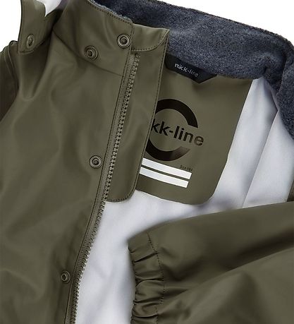 Mikk-Line Regntøj m. Seler - PU - Recycled - Dusty Olive