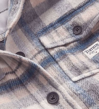 Tommy Hilfiger Jakke - Check Coat - Grey/Petrol Check Tommy Hilfiger Jakke - Check Coat - Grey/Petrol Check