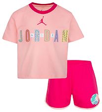 Jordan Sweatshorts/T-shirt - Girls Bff - Rush Pink m. Print Jordan Sweatshorts/T-shirt - Girls Bff - Rush Pink m. Print