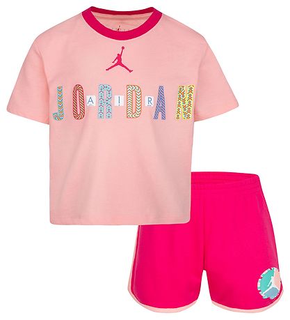 Jordan Sweatshorts/T-shirt - Girls Bff - Rush Pink m. Print Jordan Sweatshorts/T-shirt - Girls Bff - Rush Pink m. Print
