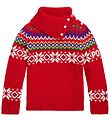 Polo Ralph Lauren Bluse - Bomuld/Uld - Fair Isle - Rød m. Mønste