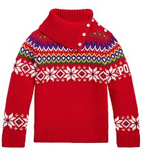 Polo Ralph Lauren Bluse - Bomuld/Uld - Fair Isle - Rød m. Mønste Polo Ralph Lauren Bluse - Bomuld/Uld - Fair Isle - Rød m. Mønste