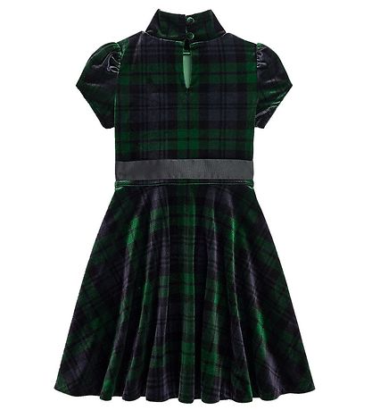 Polo Ralph Lauren Kjole - Velour - Grøn/Navyternet