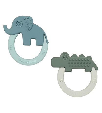 Done by Deer Teether - 2-Pack - Deer Friends - Blue/Green