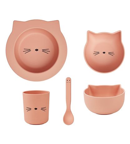 Liewood Spisesæt - Joana - 4 Dele - Cat Rose Blush Liewood Spisesæt - Joana - 4 Dele - Cat Rose Blush