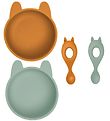 Liewood Dinner Set - Silicone - 4 Parts - Evan - Mustard/Pepperm Liewood Dinner Set - Silicone - 4 Parts - Evan - Mustard/Pepperm