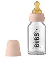 BIBS Sutteflaske - Glas - Slow Flow - 110 ml - Naturgummi - Blus BIBS Sutteflaske - Glas - Slow Flow - 110 ml - Naturgummi - Blus