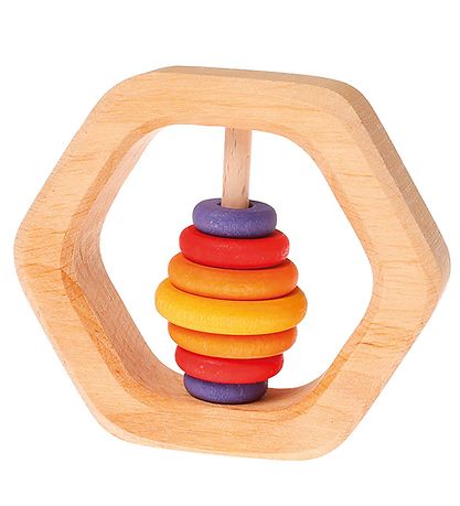 Jouet en bois Grimms - Hochet - Hexagone - Multicolore Jouet en bois Grimms - Hochet - Hexagone - Multicolore