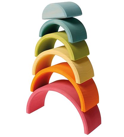 Grimms Trælegetøj - Regnbue - 6 Dele - Pastel Grimms Trælegetøj - Regnbue - 6 Dele - Pastel