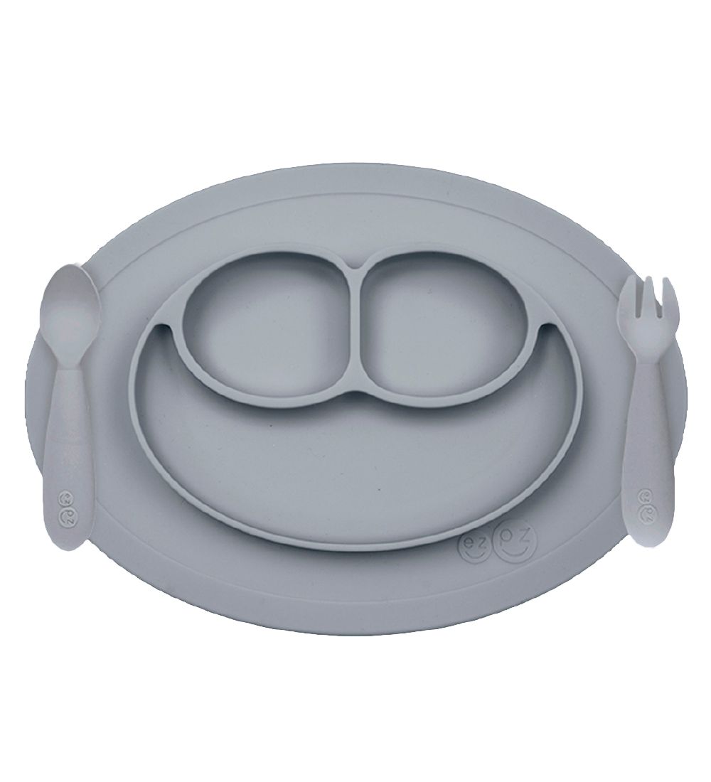 EzPz Geschirr-Set - Silikon - 3 Teile - Grau - EzPz - One Size - Geschirr-Sets