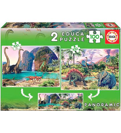 Educa Puslespil - 2 x 100 Brikker - Dino World