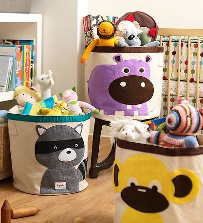 3 Sprouts Opbevaringskurv - 44,5x43 - Vaskebjørn