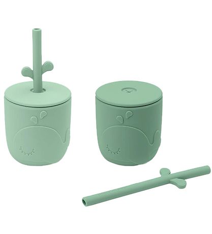 Done By Deer Cup w. Straws - 2-Pack - Peekaboo - Green