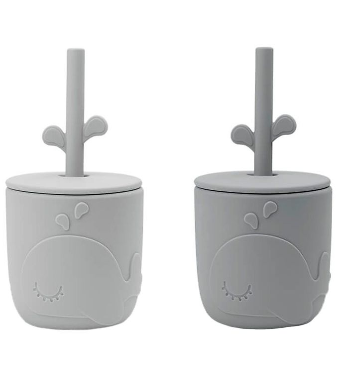 Done By Deer Kop m. Sugerør - 2-Pak - Peekaboo - Grå