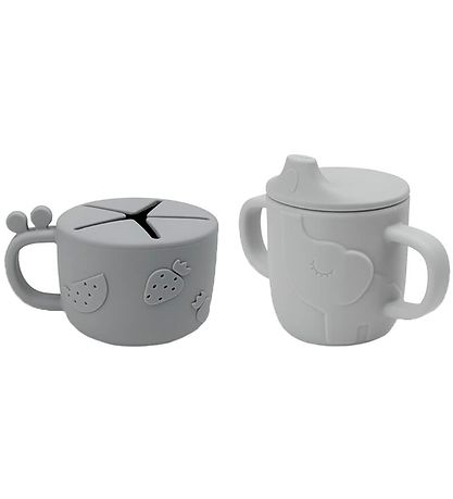 Done By Deer Drikke- og Snackkop - 2-Pak - Peekaboo - Grå Done By Deer Drikke- og Snackkop - 2-Pak - Peekaboo - Grå