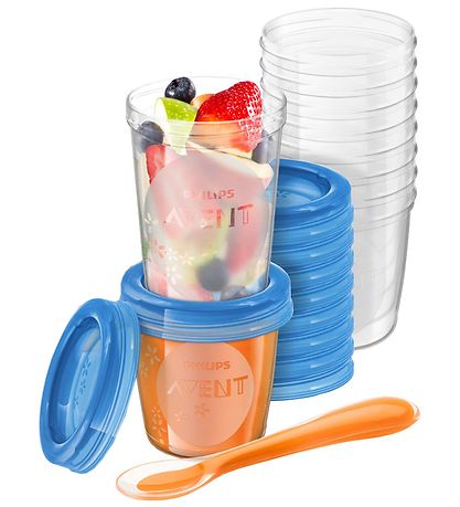 Philips Avent Cups w. Containers - White/Blue Philips Avent Cups w. Containers - White/Blue