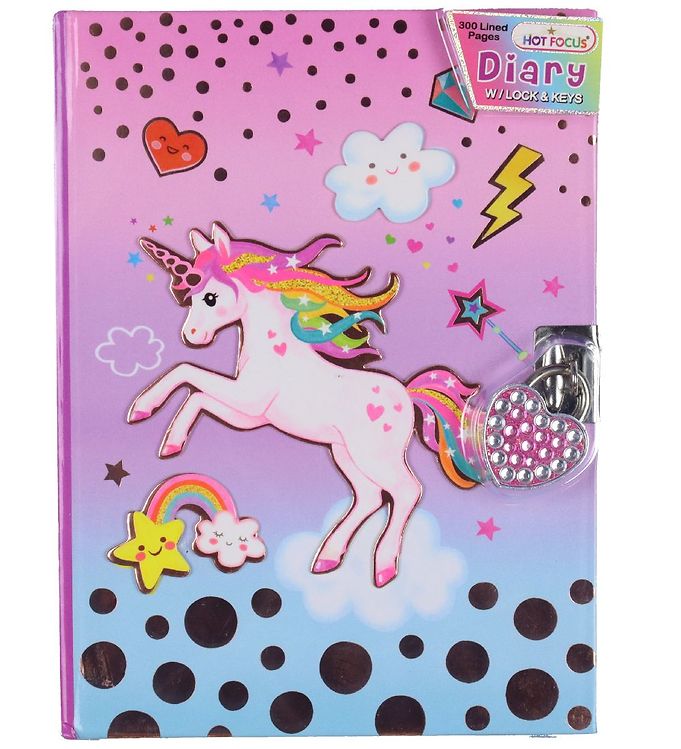 Hot Focus Dagbog m. Lås - Enhjørning