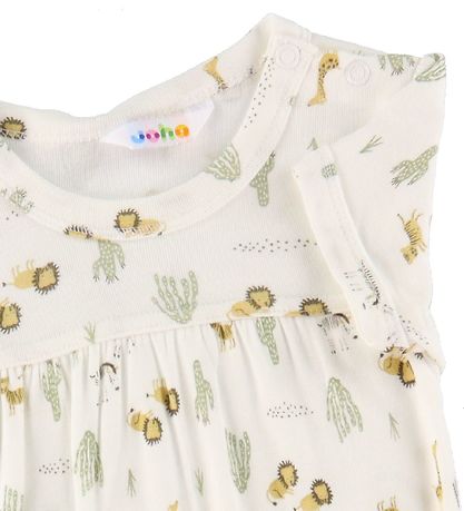 Joha Kjole - Bambus - Hvid m. Savanne Joha Kjole - Bambus - Hvid m. Savanne